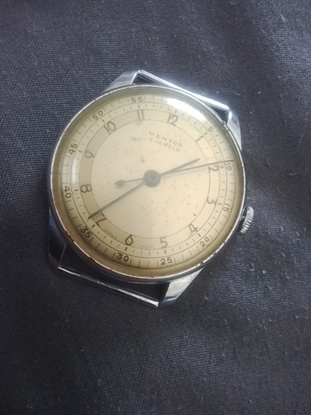 Vintage Men's Cream Dial Stainless Watch Swiss